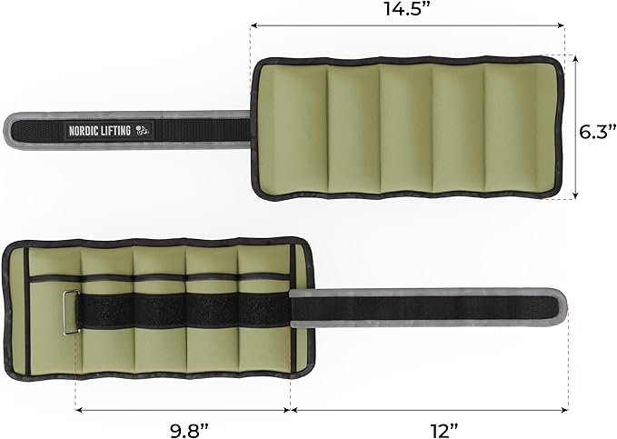 Nordic Lifting Adjustable Ankle Weights for Women & Men – 1 Pair (2–10 lbs) Wrist, Arm & Leg Weights for Gym, Yoga & Home Workouts – Secure Fit Strap Design – Durable Fitness Training Equipment