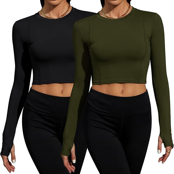 Loovoo Women Workout Shirts 1/2/3 Pack Athletic Compression Tee Dry Fit Yoga Gym Basic Tops