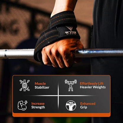 WYOX Figure 8 Weight Lifting Straps for Weightlifting Heavy Duty Deadlifting Workout Straps | Wrist Wraps Gym Equipment Gear Men Women PAIR