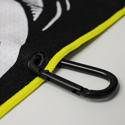 RokFit Gym & Golf Towel – Multi-Use, Quick-Dry, Durable Utility Towel with Bold Graphic and Carabiner Clip (Mental Vacation)