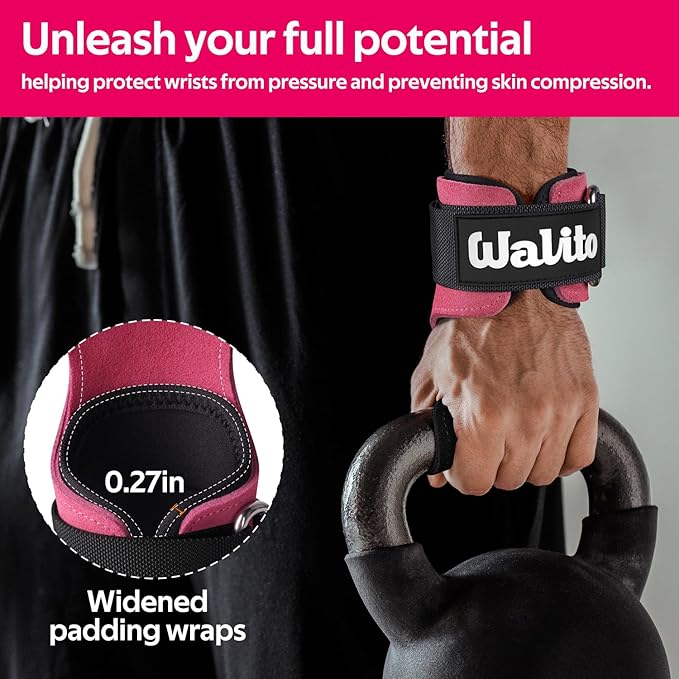 Weight Lifting Wrist Strap，Double Layer Leather Wrist Wraps with Neoprene Padding for Weightlifting & Deadlifts – Adjustable Gym Straps for Men & Women