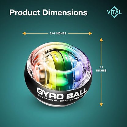 Vital Wrist Ball Exerciser Gyro Ball Hand Gyroscopic Wrist Strengthener & Forearm Trainer with Zinc Rotor Grip Strength Training, Wrist Exerciser & Arm Exercise Equipment Portable Fitness Accessory
