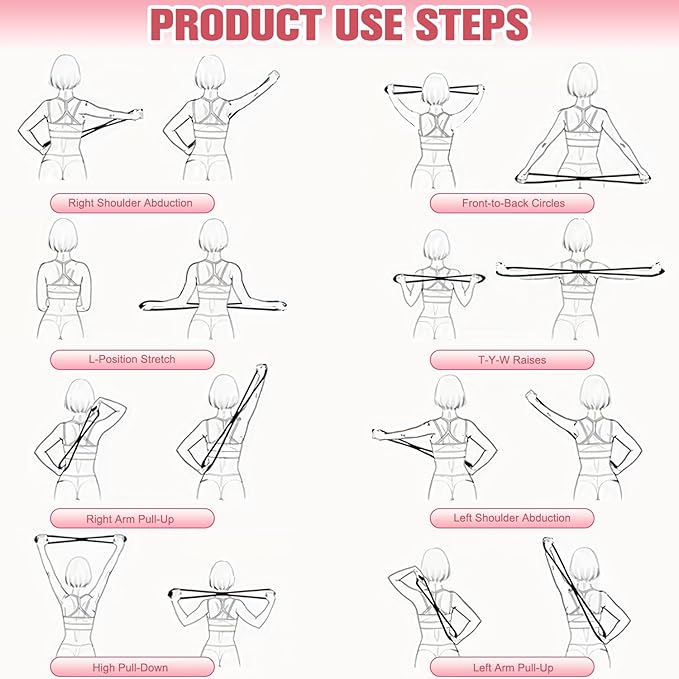 2Pack Figure 8 Resistance Band for Women, Resistance Bands with Handles, Portable 8 Shaped Exercise Band, for Strength Training Yoga Pilates