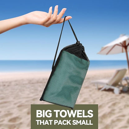 Microfiber Towel for Travel, Camping, Hiking, Backpacking, Shower – Quick Dry, Ultra Compact, Lightweight & Super Absorbent(Mint,51x27 in)