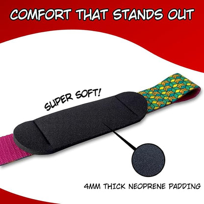 Anime Lifting Straps - Padded Wrist Straps for Weightlifting, Bodybuilding, Gym Workouts, Powerlifting, Deadlifts & Fitness (Soft Cotton 23.5 inch, 1 Pair)