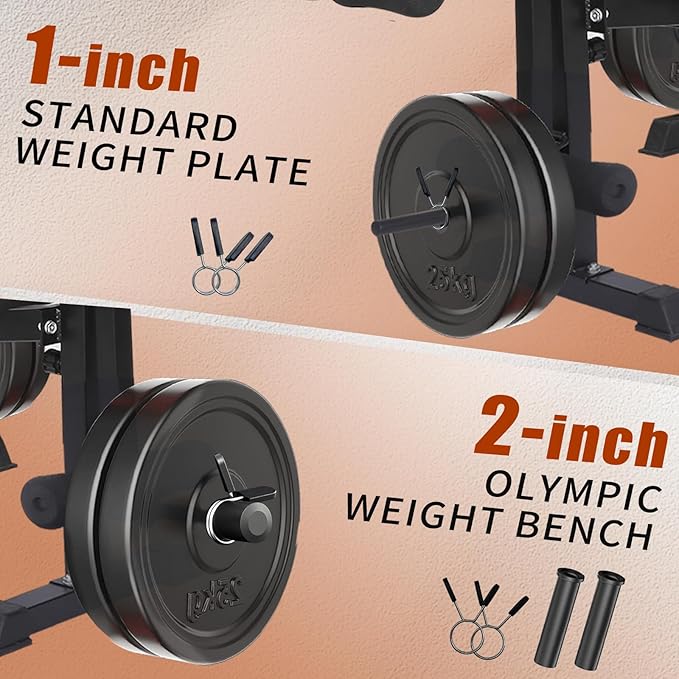 1500LB 8 IN 1 Weight Bench with Lat Pulldown and Leg Extension/Curl, Foldable Bench Press with Preacher Curl & Rack, Workout Benches with Safety Bar Catches for Home Gym(US Stock)