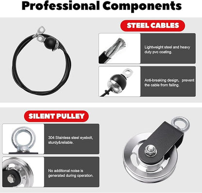 Fitness LAT and Lift Pulley System, Upgraded Weight Cable Pulley LAT Pull Down Machine Attachments Home Gym Training Equipment for Biceps Curl Triceps Forearm