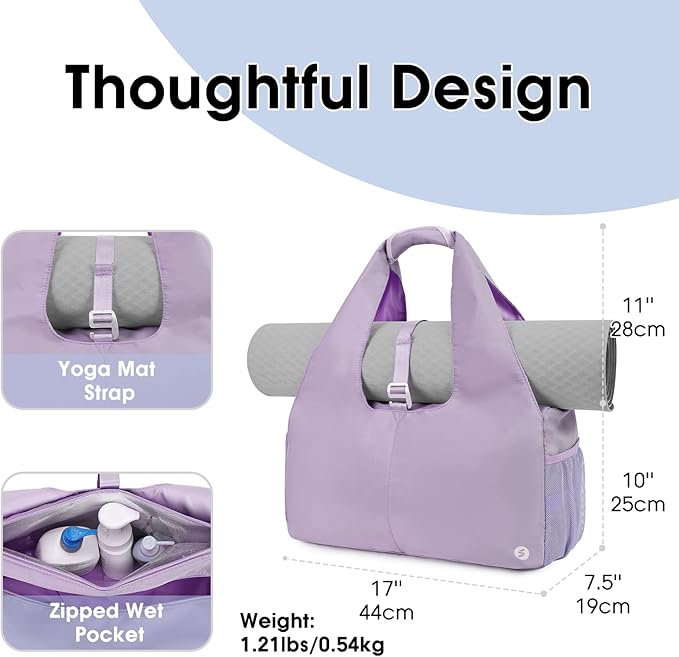 sportsnew Yoga Gym Bags for Women with Shoes Compartment & Wet Dry Storage Pockets & Adjustable Yoga Mat Holder, Patent Pending