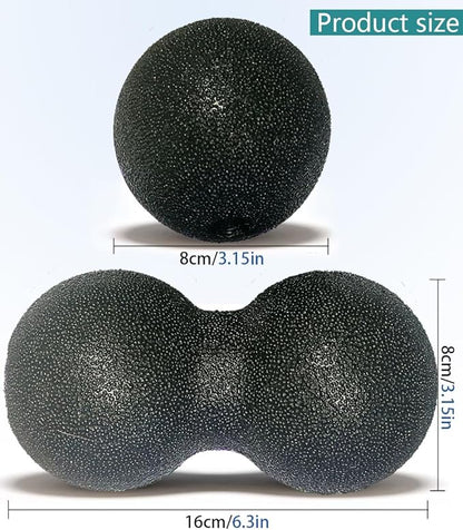 Hard Peanut Massage Ball - Double Ball for Trigger Point Therapy, Myofascial Release, Deep Tissue Fitness Massage & Relax Tight Muscles, Peanut Ball 16cm & Trigger Point Massage Ball 8cm (B)