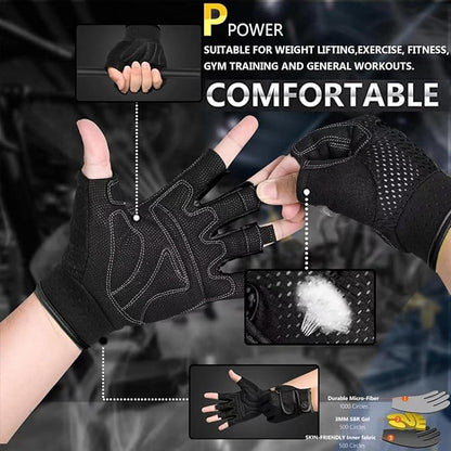MOREOK Workout Gloves Padded Weight Lifting Gloves for Men/Women, [3MM Gel] Fingerless Grip Gym Gloves Fitness Gloves for Exercise,Hanging,Weightlifting, Cycling, Pull ups, Rowing