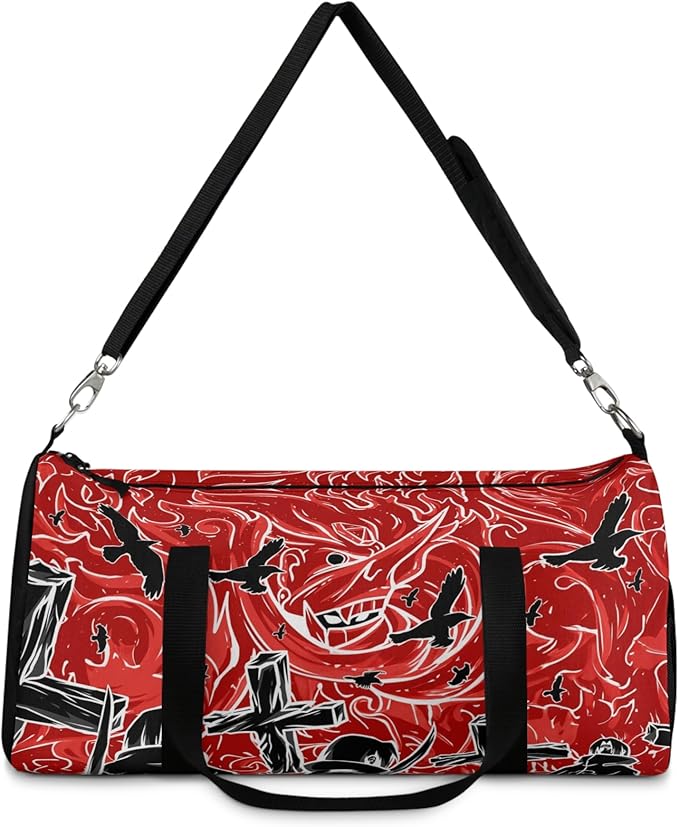 Anime Gym Bag for Women Men - Large Capacity Waterproof Workout Fitness Travel Sports Bags Fashion Street Camping ExpandaCLe Carry On Duffle Bag For Couple (Red Tachi) PTY