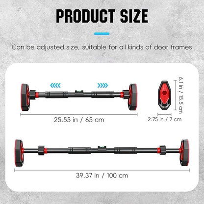 Doorway Pull Up Bar, Strength Training Chin up Bar without Screws, Adjustable 25.55-39.37in Width, Portable Gym Equipment for Doorway - Max Load 440lbs for Home Gym Upper Body Workout