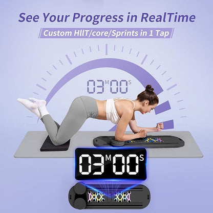 Pilates Board Reformer 15-in-1: Split & Foldable Design, Portable Home Gym with Digital Display, Resistance Bands, Balance Board for Women's Full Body & Core Training