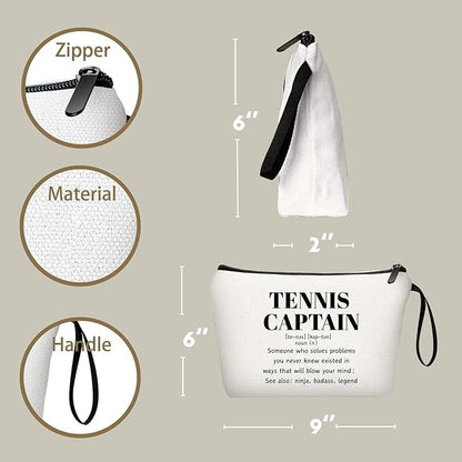 Tennis Captain Appreciation Thank You Funny Birthday Farewell Gifts Accessories for Women Girls Lover Team Female Coworker Friend Small Makeup Cosmetic Bag Christmas