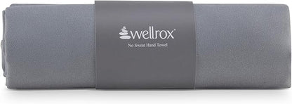 Wellrox Microfiber Yoga Hand Towel – Super Soft, Quick-Dry, Non Slip Yoga Towel for Hot Pilates, Gym & Workouts (26.5" x 16", Grey)