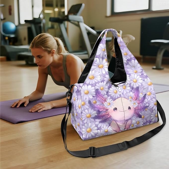Gym Bag with Yoga Mat Holder Large Tote Bag With Multi Pockets for Women Men Dry Wet Separated Pocket Carryall Yoga Tote Bag for Pilates Travel Workout Office