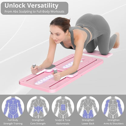 JANUA Pilates Board - Pilates Reformer Set, Multi-Purpose Foldable Pilates Reformer Board for Home, 5 in 1 Pilates Sliding Board