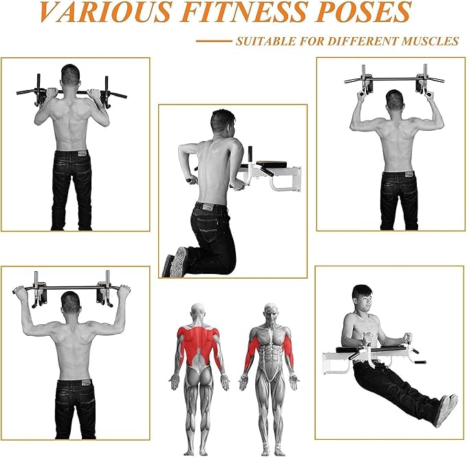 Wall Mounted Pull-Up Bar, Multifunctional Sports Stand for Home Fitness Training, Single and Double Bar Exercise Machine