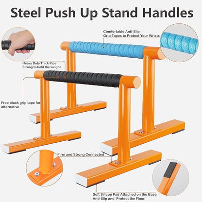 Strength Training Parallettes I-Sit Push Up Bars, Pushup Handles Calisthenics Equipment for Home Workout, Anti-slip Gymnastics Bars, Handstand & Dip Bar for Outdoor Exercise