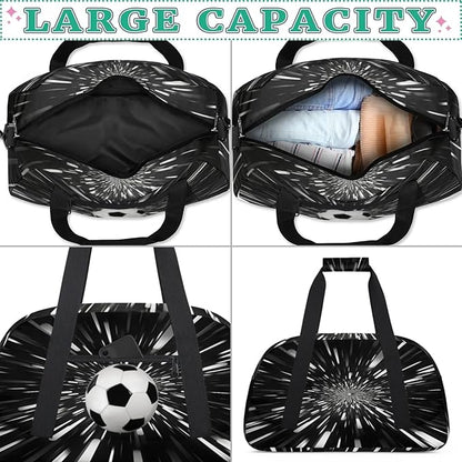Sports Soccer Duffel Bag, Sport Gym Bag Large Compartment Cheerleaders Dance Bag Weekender Bags Travel Training Bag for Men, Abstract Black Background Black White