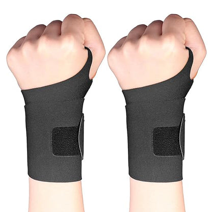 2 Pcs Ultra-Thin Wrist Brace Support for Carpal Tunnel, Pain Relief, Arthritis, Tendonitis, Elastic Wrist Wraps Right and Left Hands - Compression and Support for Fitness Enthusiasts (Black orange)