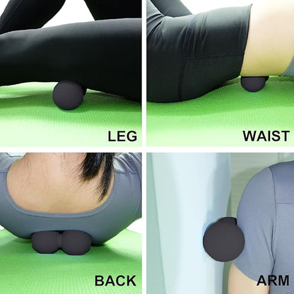 Hard Peanut Massage Ball, Double Lacrosse Massage Ball. Deep Tissue Massage Roller Mobility Ball for Physical Therapy Myofascial Release Muscle Relaxer Acupoint Massage (Black)