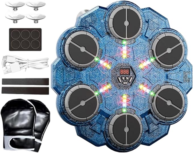 Music Boxing Machine, 9-Speed Wall-Mounted Punching Machine with LED Light Reaction Training, Smart Boxing Training Equipment for Adults and Boys, Indoor Gym Workout Exercise Fitness for Doorway,