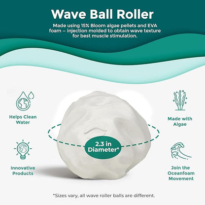 Oceanfoam Wave Massage Ball Roller – Textured Lacrosse Ball for Plantar Fasciitis Relief, Muscle Knot Therapy, Myofascial Release – Travel Size Tool for Feet, Neck, Back Pain (Pack of 5)