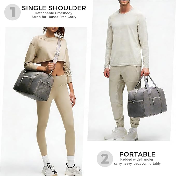 14 inch Small Gym Bag for Men & Women, Mini Duffle Bag for Travel Sports, Lightweight Carry On Duffel Bag, Grey