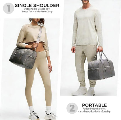 14 inch Small Gym Bag for Men & Women, Mini Duffle Bag for Travel Sports, Lightweight Carry On Duffel Bag, Grey