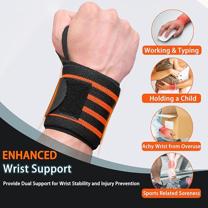 Wrist Wraps for Weightlifting 18" Professional Gym Wrist Straps for Lifting with Heavy Duty Thumb Loop Support for Powerlifting,Bench,Cross Training, Elastic Wrist Brace for Men Women Work Out