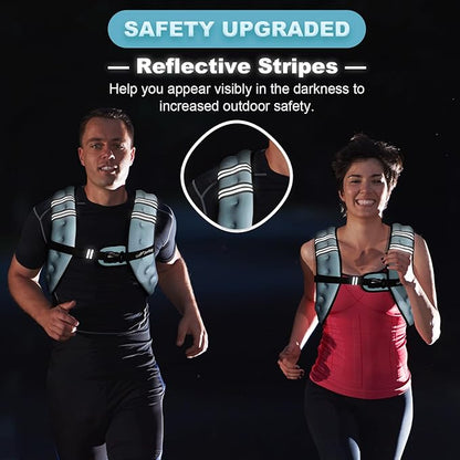 Weighted Vest Woman 5lb/8lb/10lb/12lb/15lb/20lb/25lb/30lb Weight Vest for Women Men, Rucking Vests with Reflective Stripe for Running Workout Walking Strength Training Weight Loss Fitness Weightlifting