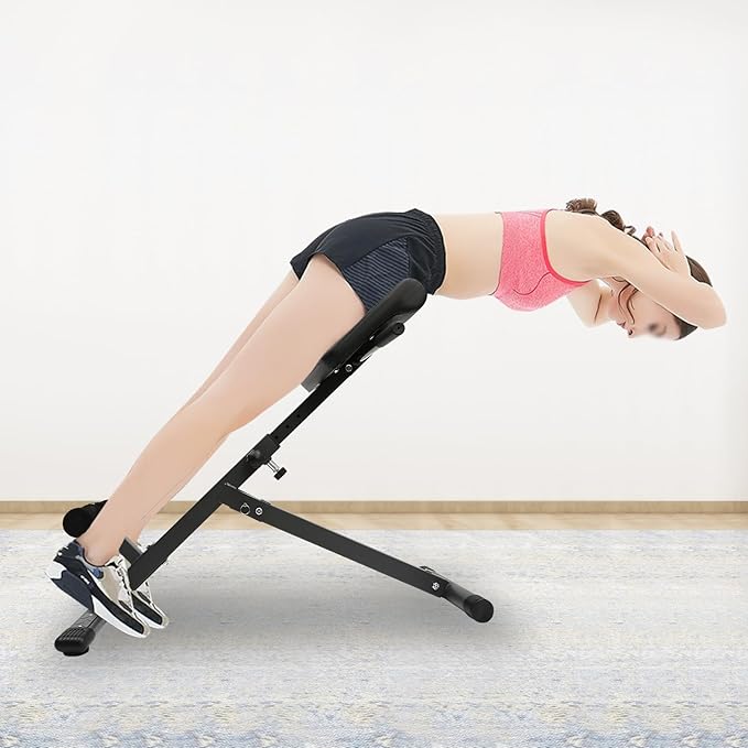 Roman Chair,Back Hyperextension Bench Machine,Adjustable Ab, Back, and Core Strength Exercise Exercise Strength Exercise Equipment,Home Gym Sit Up Bench for Glute & Ab Workouts