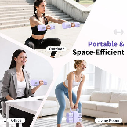2-in-1 Adjustable Dumbbells Set, 4 Levels Weight Dumbbells Set for Women Men, Each 2.2/3.3/4.4/5.5lb Hand Weights with Kettlebell Form for Home Gym Exercise Training