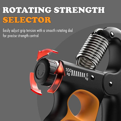 Adjustable Grip Strength Trainer Hand Gripper for Grip Strength, Forearm & Wrist Strengthener, Hand Exerciser for Strength Training & Therapy 11-220Lbs(5-100KG) | Orange