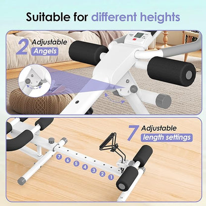 Foldable Ab Machine, 5-in-1 Adjustable Ab Trainer for Home Gym, Full-Body Core Workout Equipment with 10 Length Levels, LED Display & Silent Rollers | Sit-Up & Rowing Machine for Abs Sculpting