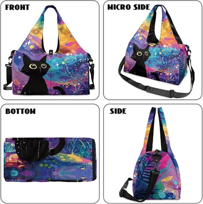 Gym Bag with Yoga Mat Holder Large Tote Bag With Multi Pockets for Women Men Dry Wet Separated Pocket Carryall Yoga Tote Bag for Pilates Travel Workout Office