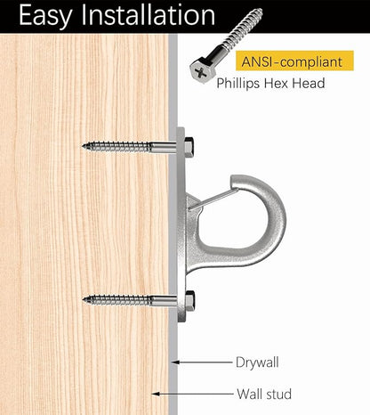 FITKIT 3-Pack Resistance Band Wall Anchors, 304 Stainless Steel No Weld Wall Mount for Exercise Bands & Suspension Straps, Strength Training Spring Snap Hooks for Gym Home Exercises