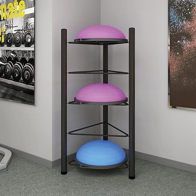 Balance Ball Half Rack 3/5/6/7 Tiers, Iron Half Exercise Balls Holder for Yoga Ball, Home Gym Studios Standing Balls Balance Trainer Shelf