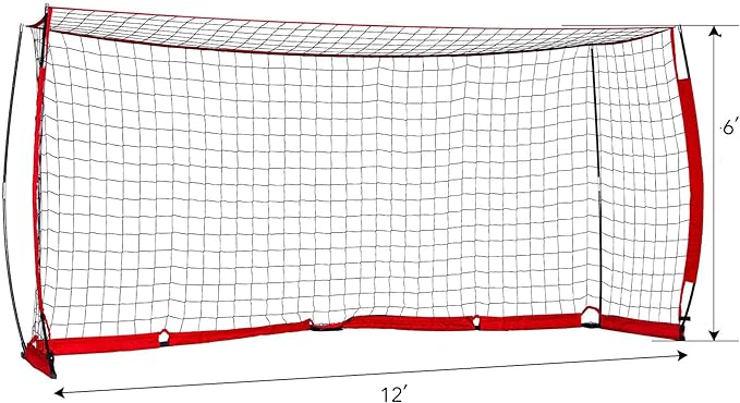 Portable Soccer Goal Set: 12x6 ft Soccer Goal for Backyard Practice and 12 Soccer Cones | Soccer Equipment for Training | for Outdoor Play w Knotless Net, 12 Sport Cones