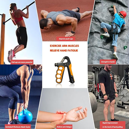 Grip Strength Trainer, Hand Grip Strengthener, Forearm Strengthener, Adjustable Resistance 11 Lbs - 220 Lbs, Ergonomic Design