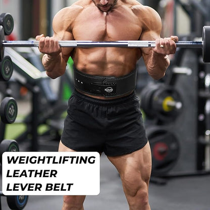 Genuine Leather Lever Weight Lifting Belt |10mm | Gym Belts | Weight Lifting Belts for Men and Women | Grain Leather Weightlifting Belt | Workout Belt | Powerlifting Belt for Back Support | Squats
