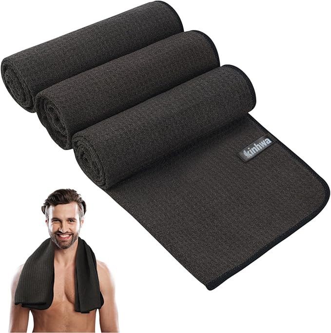 KinHwa Gym Towels - Absorbent Wicking Workout Towels, Quick Dry & Compact, Ideal for Yoga, Fitness, Treadmill or Indoor Bike