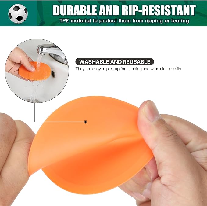 4Inch 9 Inch Poly Spot Markers for Gym Floor Poly Spots, 12/18/24/36 Pcs Round Non-Slip Rubber Floor Dots Agility Markers Flat Cones for Sports Soccer PE Training, Dance, Classroom Activities