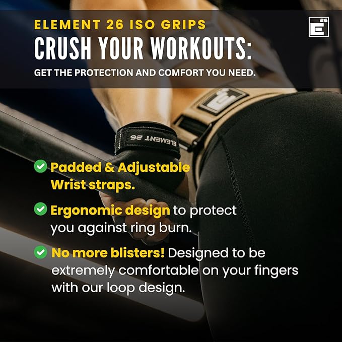 Element 26 IsoGrip Hand Grips for Cross Training, Gymnastics, and Weight Lifting - Gymnastics Grips for Men and Women - Hand Protection for Muscle ups and Pull ups