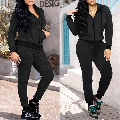 CLOCOR Track Suits for Women Set - Casual 2 Piece Outfits Sweatsuit Pocket Hoodies Long Sleeve with Patchwork Pants Set