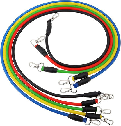Resistance Bands with Handles Set, 5-Level Exercise Bands for Home Gym, Strength Training, Physical Therapy. Includes Door Anchor, Ankle Strap & Carry Bag.