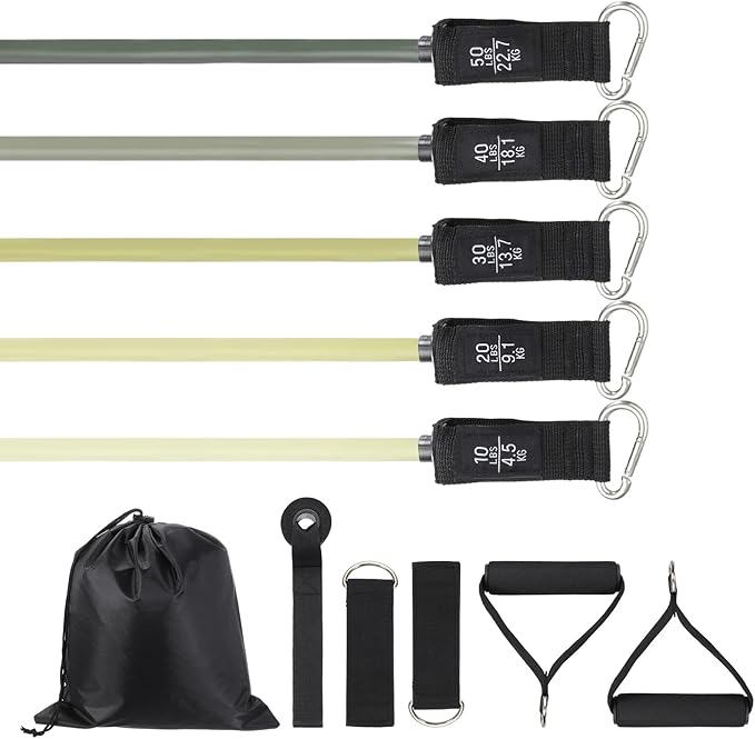 Resistance Bands Set, Exercise Bands for Working Out with Door Anchor/Handle/Ankle Strap/Pouch