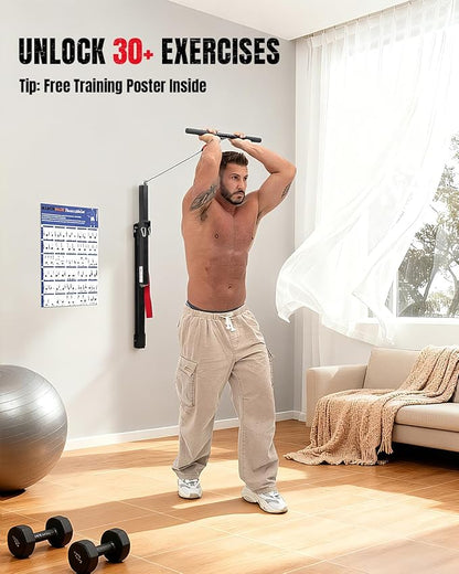 Cable Machine Home Gym, Wall-Mount Exercise & Workout Equipment with Adjustable Resistance, Compact Fitness Equipment, Multi-Functional Trainer for Full Body Strength, Toning, Rehab Training
