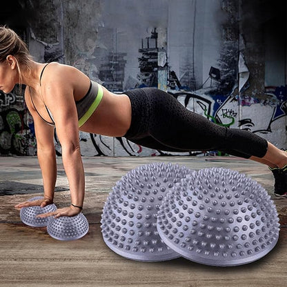 KIMISS PVC Yoga Half Ball Massager - Fitness Balance Exercise Trainer Foot Massage Ball with Massage Points (Silver)